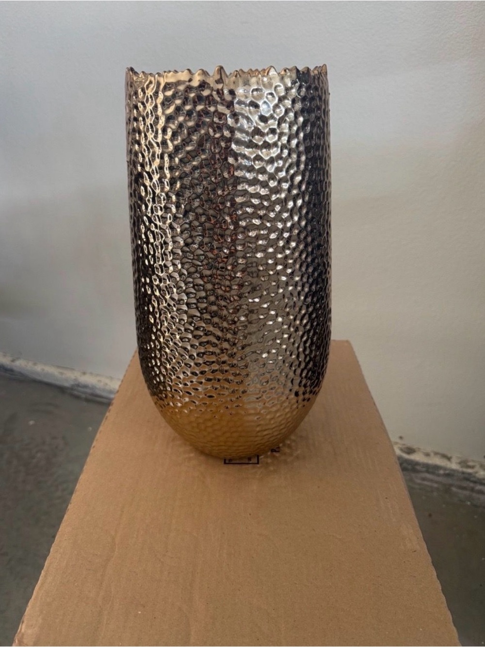 Hammered Metallic Gold Accent Vase - Decorative Home Accent
